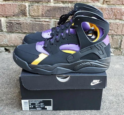 New Nike Air Flight Huarache Lakers Away Basketball Shoes (FD0188-001) Size 8