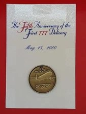 2000 Boeing Employees Coin Medal Bronze 5th Anniversary of First 777 Delivered