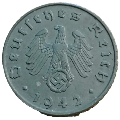 ALLEMAGNE 5 Reichspfennig aigle surmontant une swastika 1942 Berlin en zinc - Photo 1/2