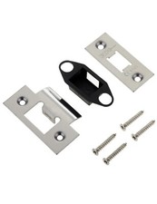 Door Latch Keep Strike & Face Plate for Tubular Mortice Latch Polished Stainless