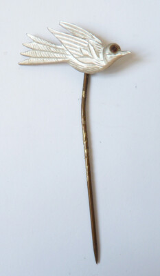 Épingle à Chapeau Vintage Colombe émail Couleur - Bijou Fantaisie Rétro - Réf. 4087