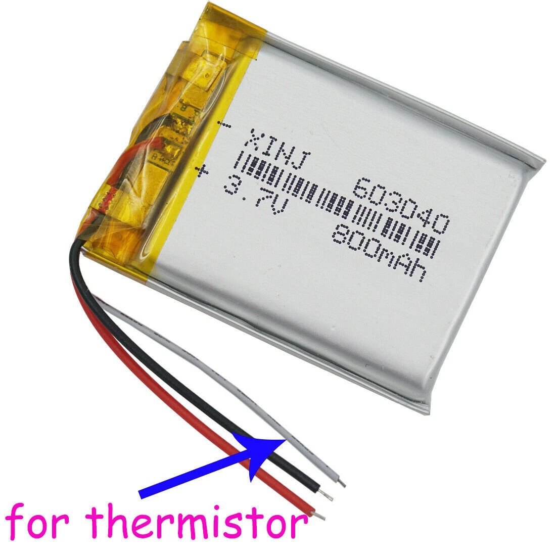 3.7V 800 mAh 3 Wires Thermistor Polymer Li Lithium Li-Po Battery 603040 For  GPS