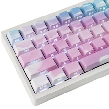   PBT Keycaps - Double Shot Side Printed Gradient Pink Blue Keycap,135 Key
