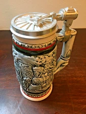 Avon 1982 Railroad Lidded Stein w Relief, Numbered, Brazil, Age of Iron Horse