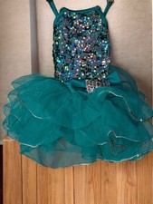 Weissman Girls Teal Sequin Tutu Dance Costume XSC Ballet Jazz Recital