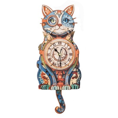 Lilcubics 3D Holzpuzzle Detektiv Katze mechanisches Pendel Zum Selbermachen Bastelset