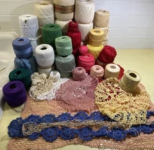 Vintage Crochet Doily Thread Yarn Spools Large Estate Lot 6 lbs Asst Colors