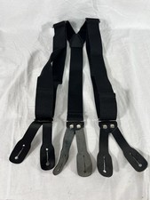 DULUTH TRADING Men Black 1.5  Wide Side Clip Elastic Leather Stretch Suspenders