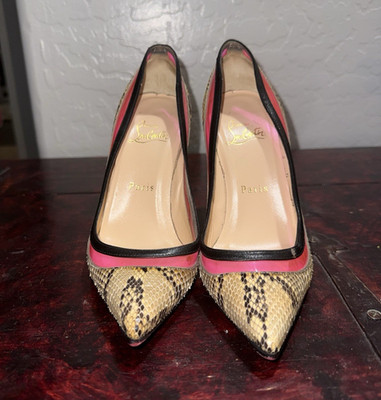 Christian Louboutin Women s Snake Print Leather Pointed Toe Pumps EU 36.5