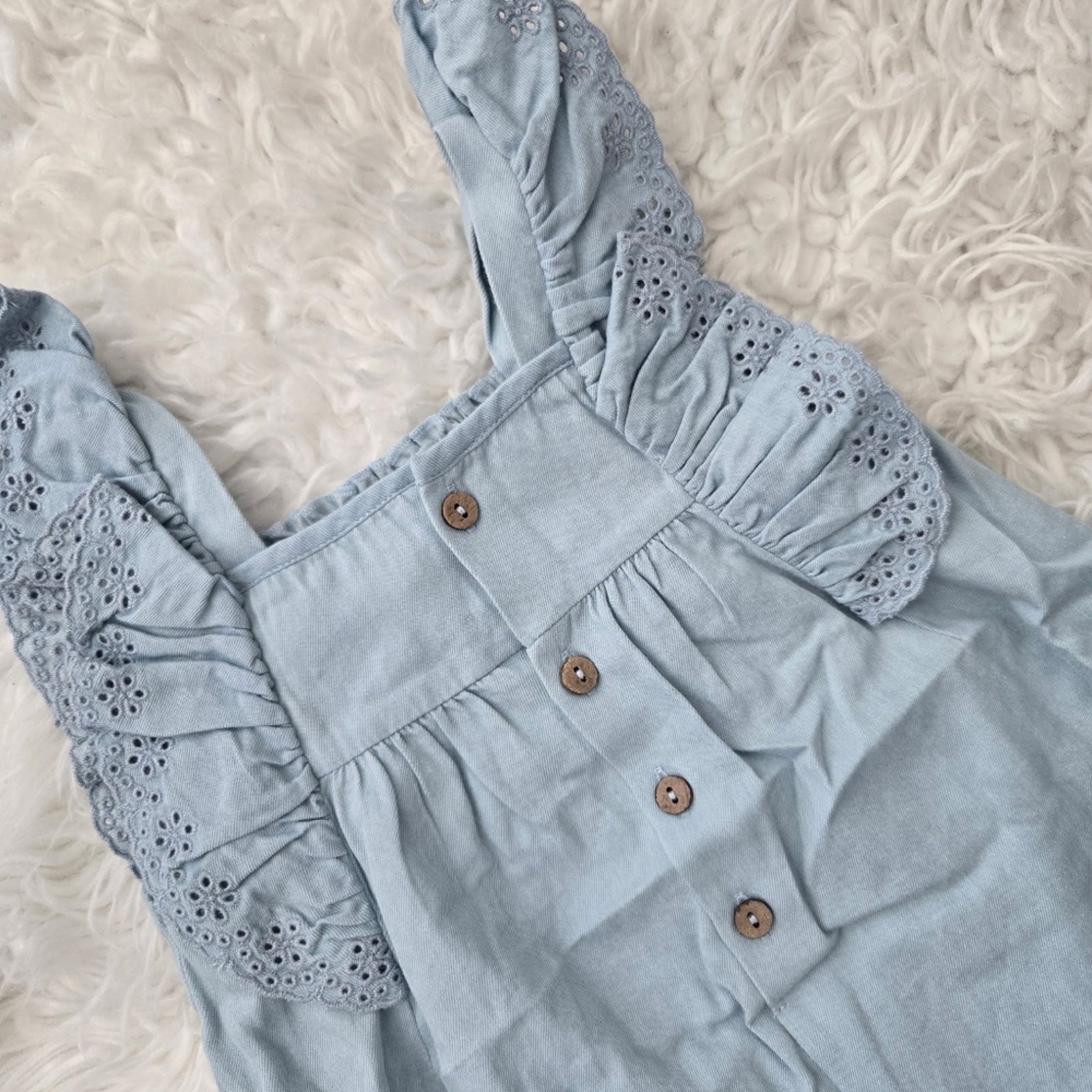 Quincy Mae Nova Romper in Chambray. Size 18-24 months. New.Sweet full length r