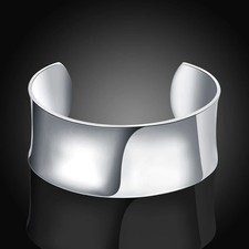 Wide Smooth Silver Cuff Bangle 25g Stamped 925 Brilliant Shine