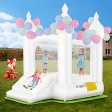 White Bounce House, Bouncy Castle for Kids Toddler 2-8, Inflatable Bouncer