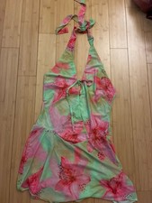 Shein dress tropical green and pink large