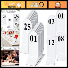 25 Acrylic Table Numbers 1-25 Double-Sided Cards for Weddings Restaurants - Wh