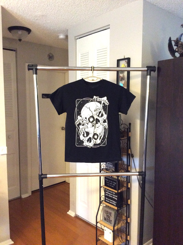 Von Kowen Art B&W Skull Mushrooms Black Cotton Shirt Adult Medium Threadless