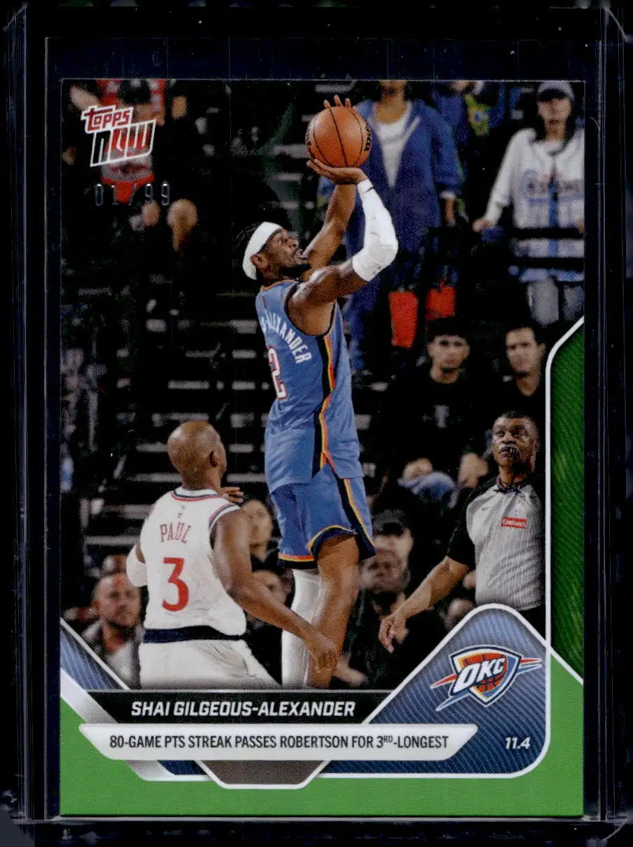 2025-26 Topps Now NBA #44 Shai Gilgeous-Alexander Green Foil #d 1/99