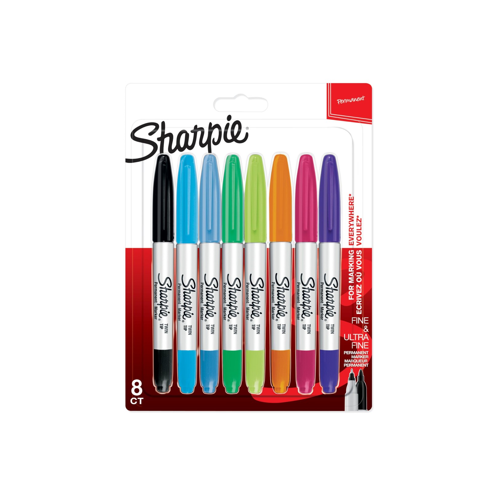 Sharpie Twin Tip Permanent Markers | Fine & Ultra-Fine Points | Assorted Colours