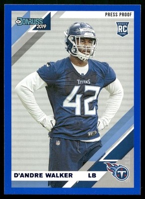 D'Andre Walker Rookie - 2019 Panini Donruss Football - Blue Press Proof #291