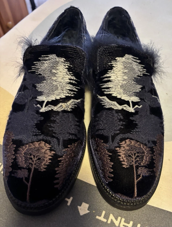 Мокасины Emporio Armani синие козьи волосы размер 11 - Изображение 2 из 4