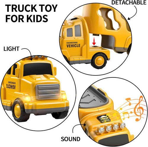 5 In 1 Construction Truck Toy Set With 4 Vehicles For Toddlers Age 2 To 6 - Picture 4 of 8