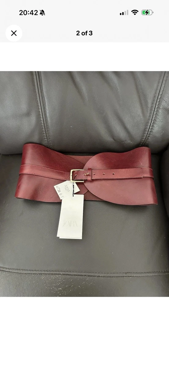 Zara Leather Burgundy Sash Belt Zara Limited Edition Leather Studded Sash Belt Brown Size  main image 4