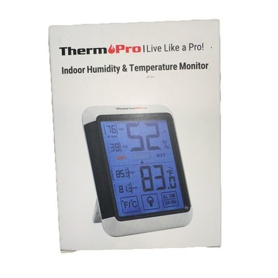 ThermoPro TP55 Digital Indoor Hygrometer Thermometer, 4-Inch White & Grey NIB