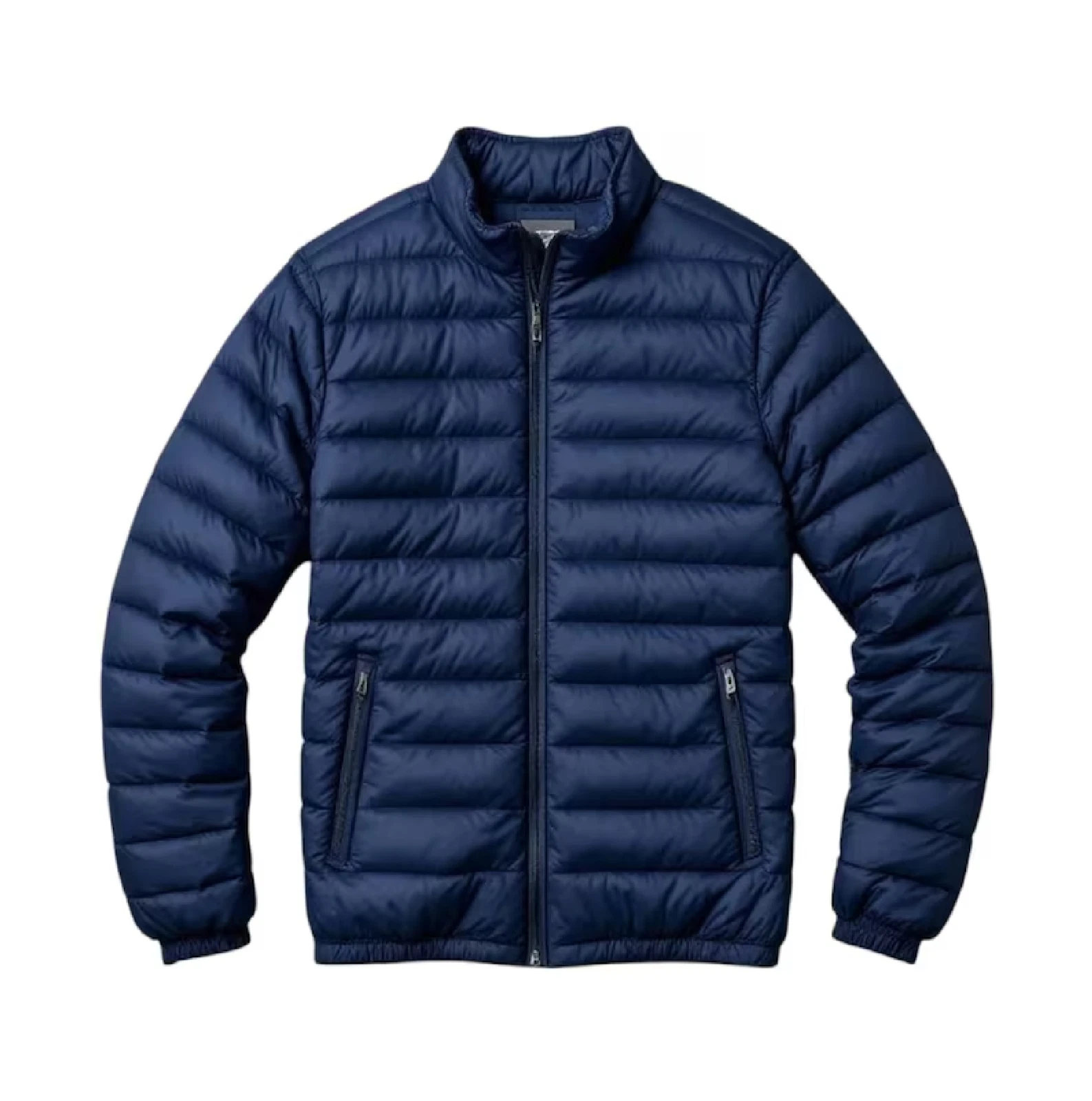 Lightweight Navy Puffer for Men – Quilted Winter Coat with Zipper Pockets – Warm