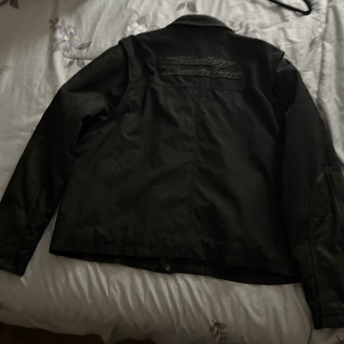 Harley-Davidson Canvas Leather Jacket Men's XXL 2005 97412-06VM Biker - Picture 11 of 13