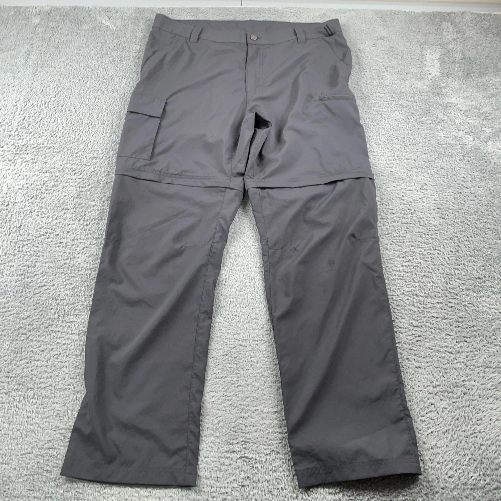 Columbia Pants Mens 36 Fits 38x31 Gray Convertible Zip Cargo Hiking Omni-Shield
