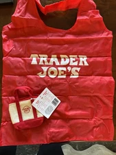 Trader Joe's Canvas Micro Tote with Grocery Bag, RED