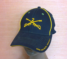 US Army 2nd Cavalry Regiment Stay Dragoons Black Fitted Hat Cap Sz Medium Large