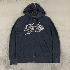 Vintage Y2K Hurley Full Zip Up Hoodie Sweatshirt Small Skate Grunge Cyber Skater