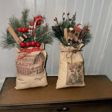 Primitive CHRISTMAS Sack GIFT  Decor Gingerbread  Toy  CANDY favor Hostess