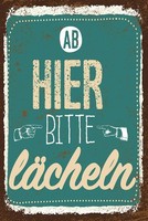 Holzschild 18X12 Cm Ab Hier Bitte LäCheln Lachen GlüCk Deko Geschenk Holz Schild