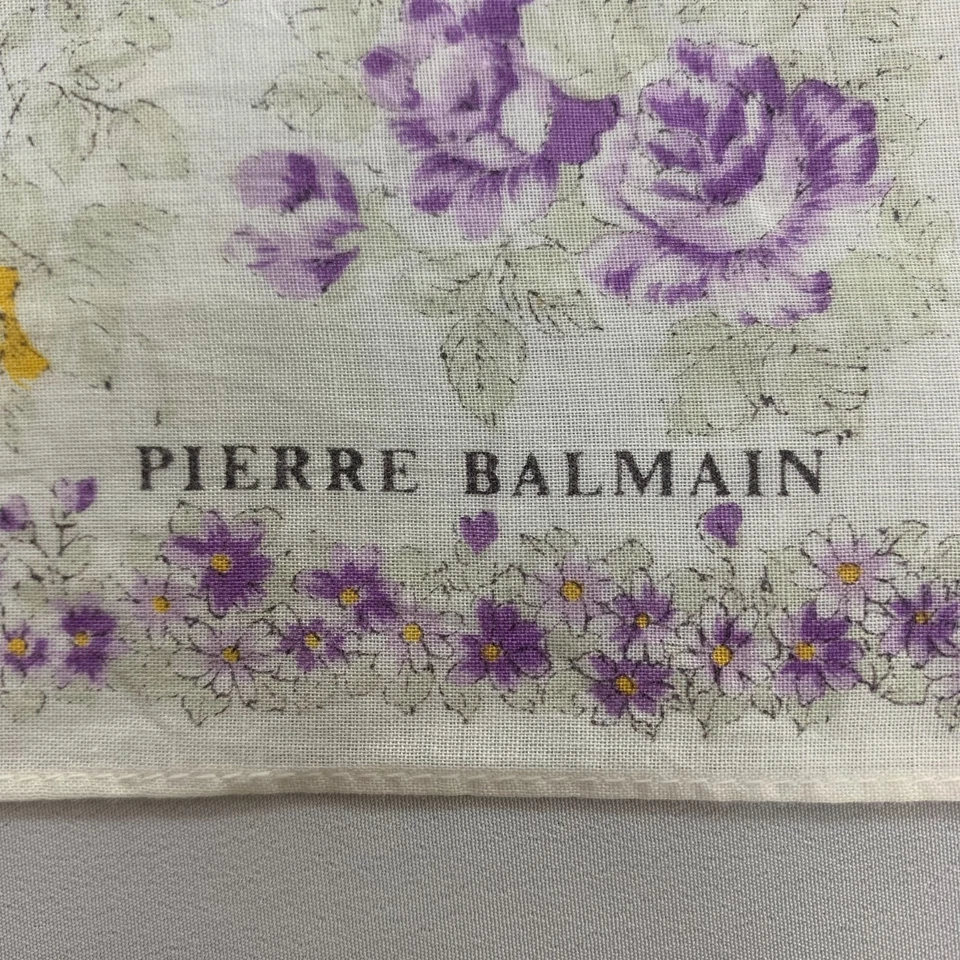Винтажный Pierre Balmain цветочный белый носовой платок бандана квадратный надежном шейный платок - Изображение 2 из 4