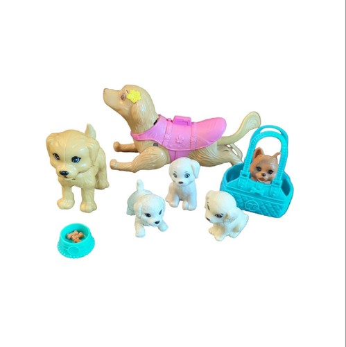 Lot Of 8 Barbie Dog Puppy Accessory Wind Up Swimming Dog Carrier Pets Mattel