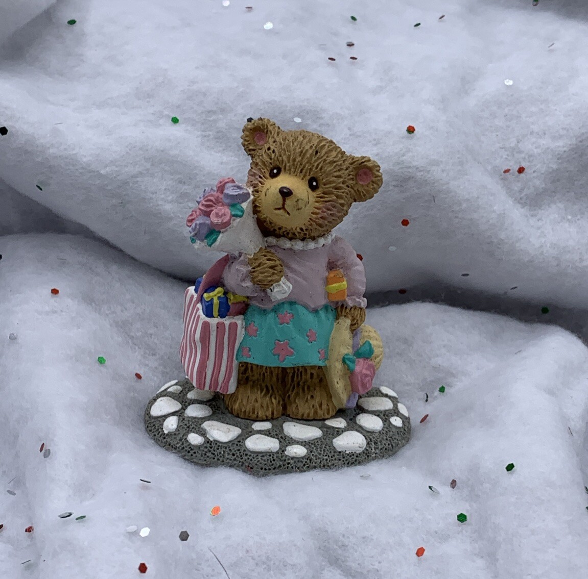Russ Berrie The Joy of Shopping Bear Figurine