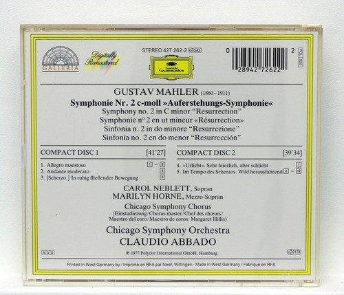 CLAUDIO ABBADO - MAHLER symphony no.2 - DGG 2xCDs full silver NM - Picture 2 of 2