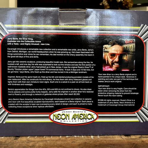 Lámpara de escultura Jerry Berta edición limitada Blues Diner iluminada con neón nueva en caja difícil de encontrar - Imagen 22 de 24