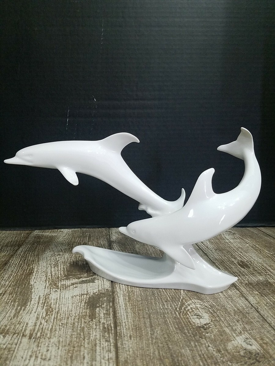 Large AK KAISER Bisque Porcelain Figurine - Dolphin Pair
