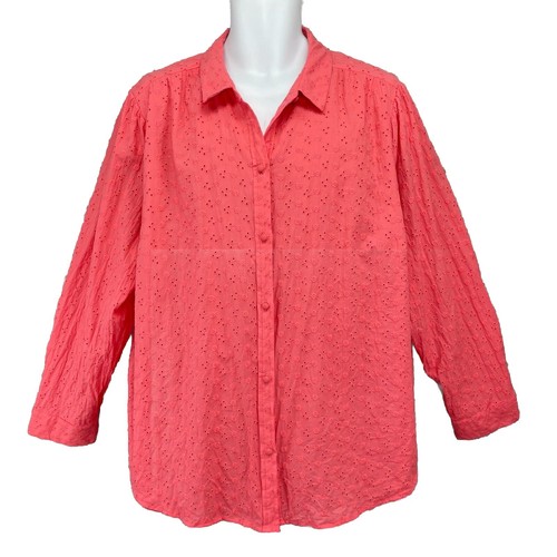 Lauren Conrad Long Sleeve Lined Floral Blouse Women’s Plus (3X)Pink Cotton Poly