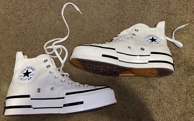 New Converse Chuck 70 Plus Hi Men's Size 8 Canvas Egret/Black/Egret A00915C