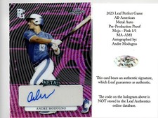 2023 Leaf Perfect Game A-A Metal Auto Proof Mojo Pink Andre Modugno 1/1
