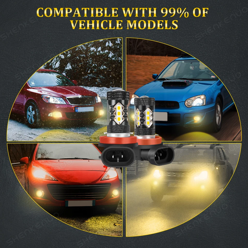 2x H8 40W 3000K Golden Yellow For BMW Angel Eyes Halo Rings Foglight Bulbs NEW - Image 4 of 4