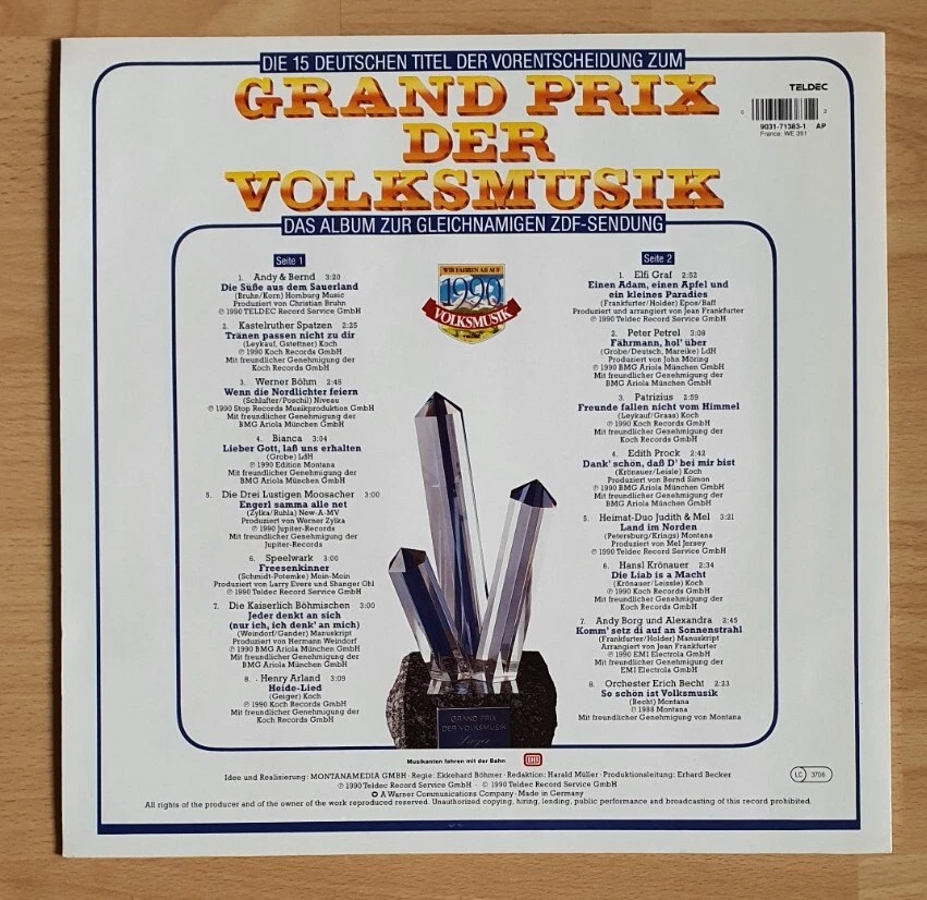 GRAND PRIX DER VOLKSMUSIK - Vorentscheid 1990 (ZDF-Show / LP ) - Bild 2 von 4