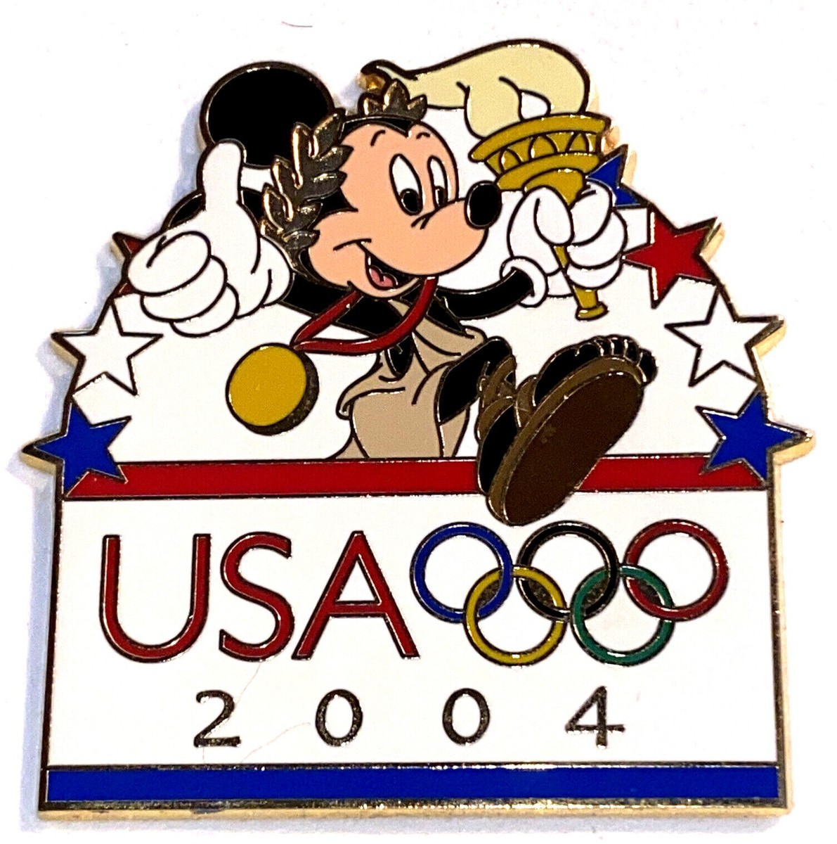 2218.昔の海外ディズニークルーズラインピン2004年ウォルトとミッキー限定 DISNEY WDW 2004 USA OLYMPIC LOGO MICKEY MOUSE RUNNING W/ THE