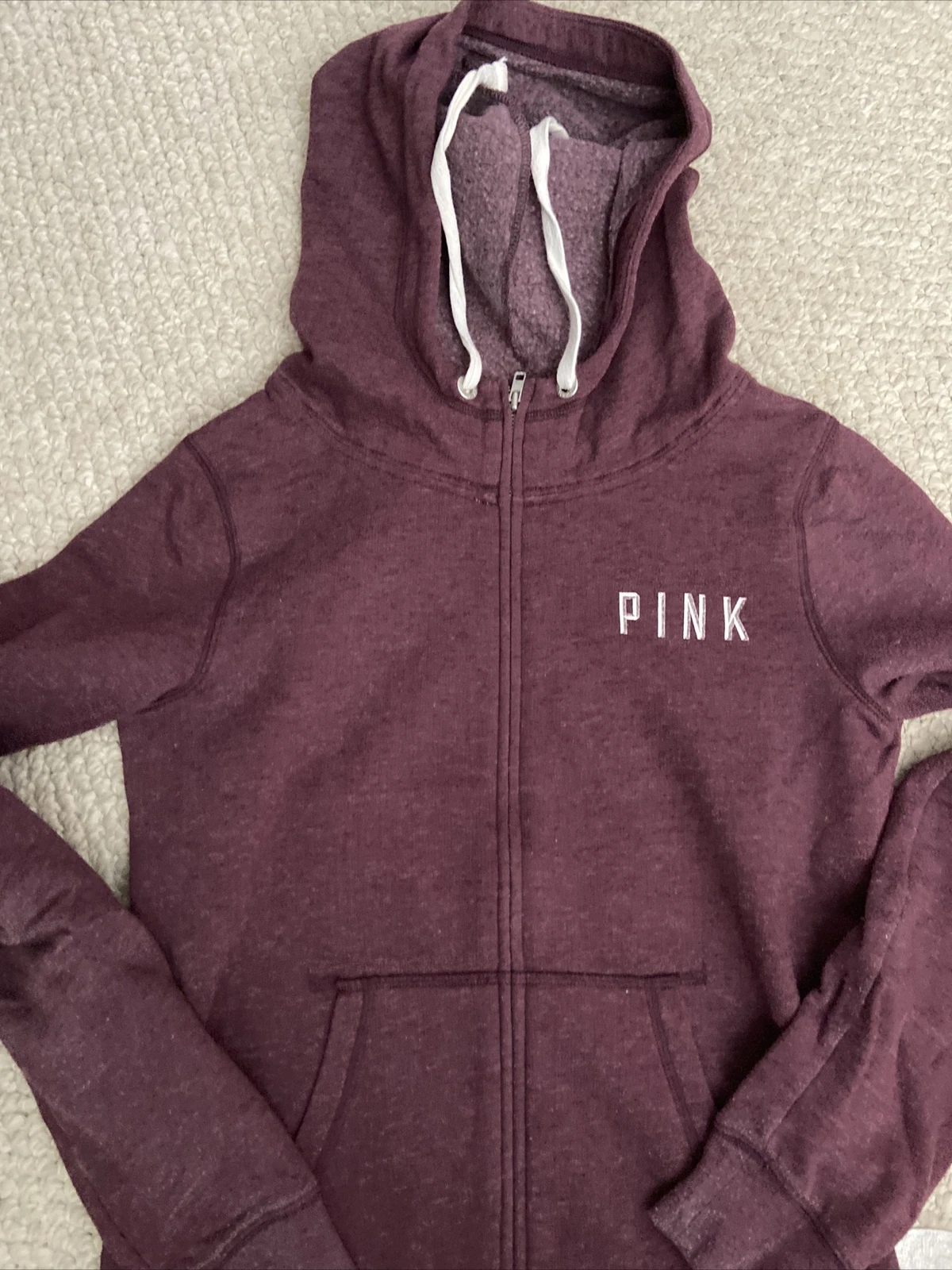 UNDERCOVER felpa con cappuccio victoria secret rosa full zip vino bordeaux taglia small