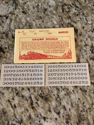 Champ Decals HO Scale Number Set X-26: Aluminum 3/16” New AAA-1 | eBay
