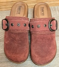 BORN BANYAN DARK BRICK LEATHER MULES CLOGS SIZE 8 COMFORT