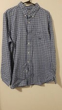Chaps Ralph Lauren Men's Button Front Casual Dress Shirt Size Large Blue Plaid